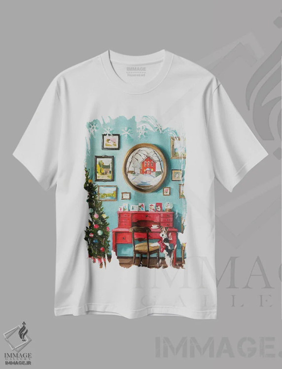تیشرت سفید طرح دار پرکننده های جوراب، حیوانات کریسمسی اثر لیزا فینچ | فروشگاه ایماژ