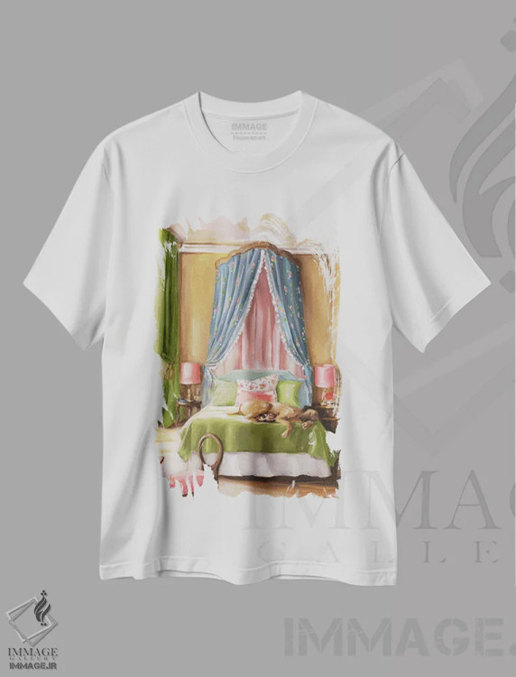 تیشرت سفید طرح دار آفتاب بعدازظهر، هنر فاخر معاصر اثر لیزا فینچ | فروشگاه ایماژ