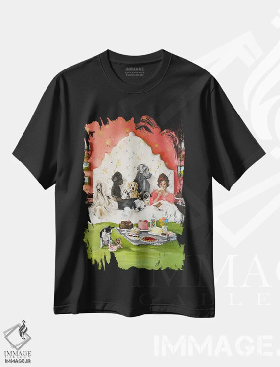 تیشرت مشکی طرح دار خواب های شیرین، هنر فاخر معاصر اثر لیزا فینچ | immage.ir