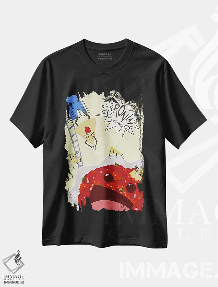 تیشرت مشکی طرح دار غوطه ور خوشمزه، دکور معاصر اثر فایو بای فایو کالکتیو | immage.ir