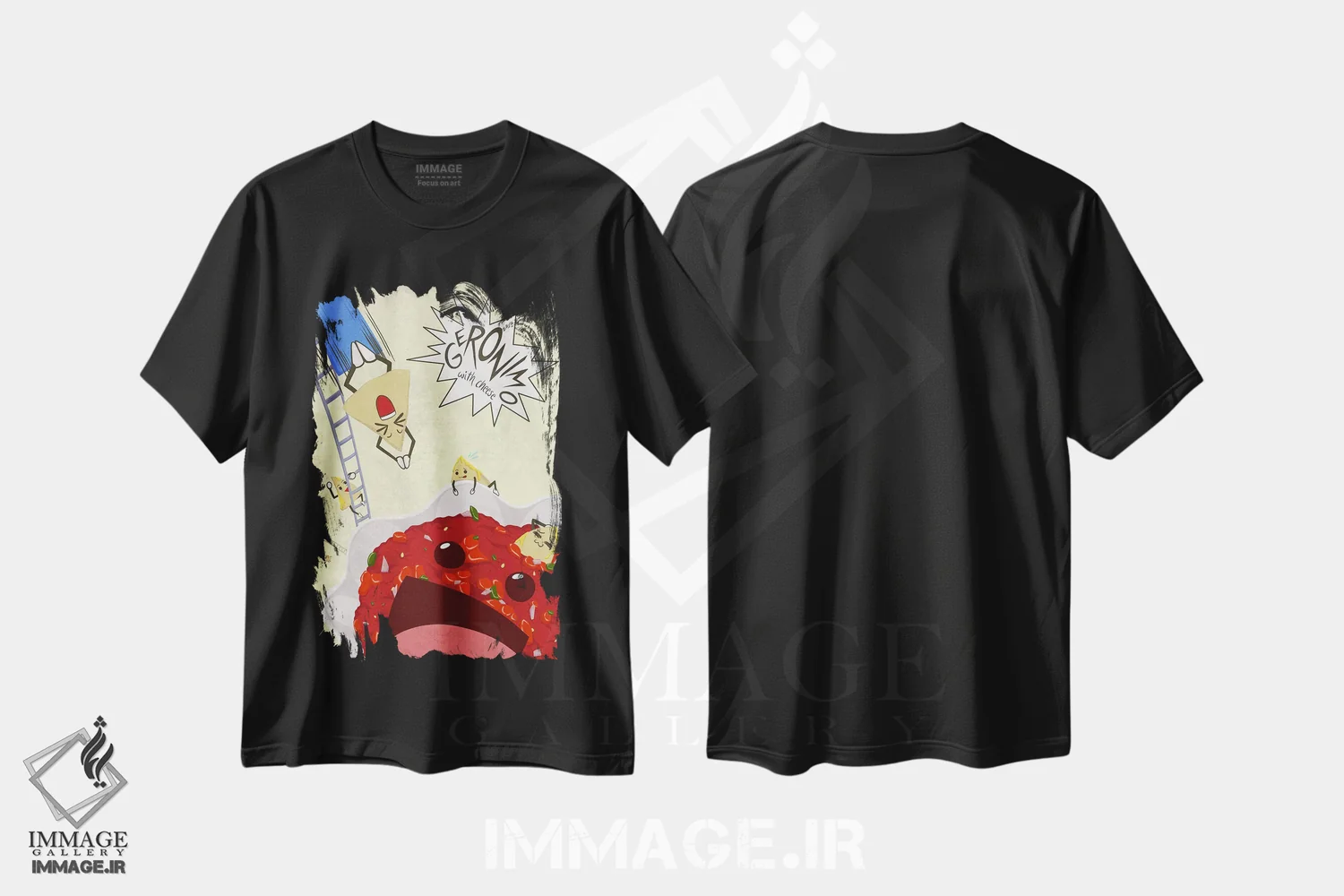 تیشرت مشکی طرح دار غوطه ور خوشمزه، دکور معاصر اثر فایو بای فایو کالکتیو | immage.ir