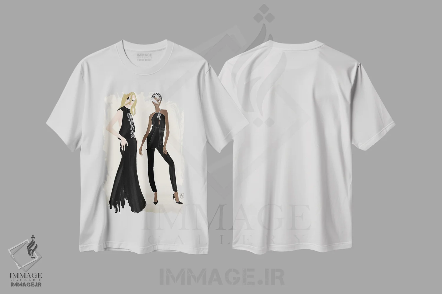 تیشرت سفید طرح دار زنان پرزرق وبرق، هنر آمریکایی آفریقایی تبار اثر لا فَم ژوژو | immage.ir