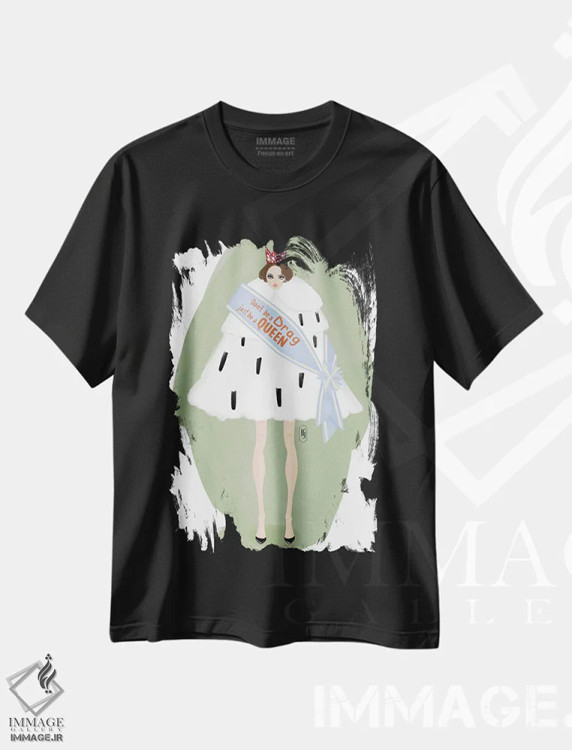 تیشرت مشکی طرح دار ملکهٔ مد، مدیوم اثر لا فَم ژوژو | immage.ir