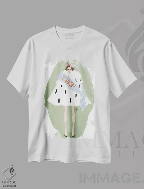 تیشرت سفید طرح دار ملکهٔ مد، مدیوم اثر لا فَم ژوژو | فروشگاه ایماژ