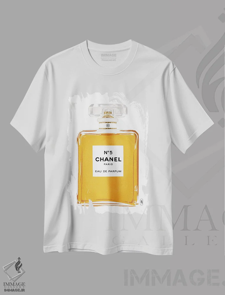 تیشرت سفید طرح دار عطر شنل شماره پنج، مدیوم اثر لا فَم ژوژو | immage.ir