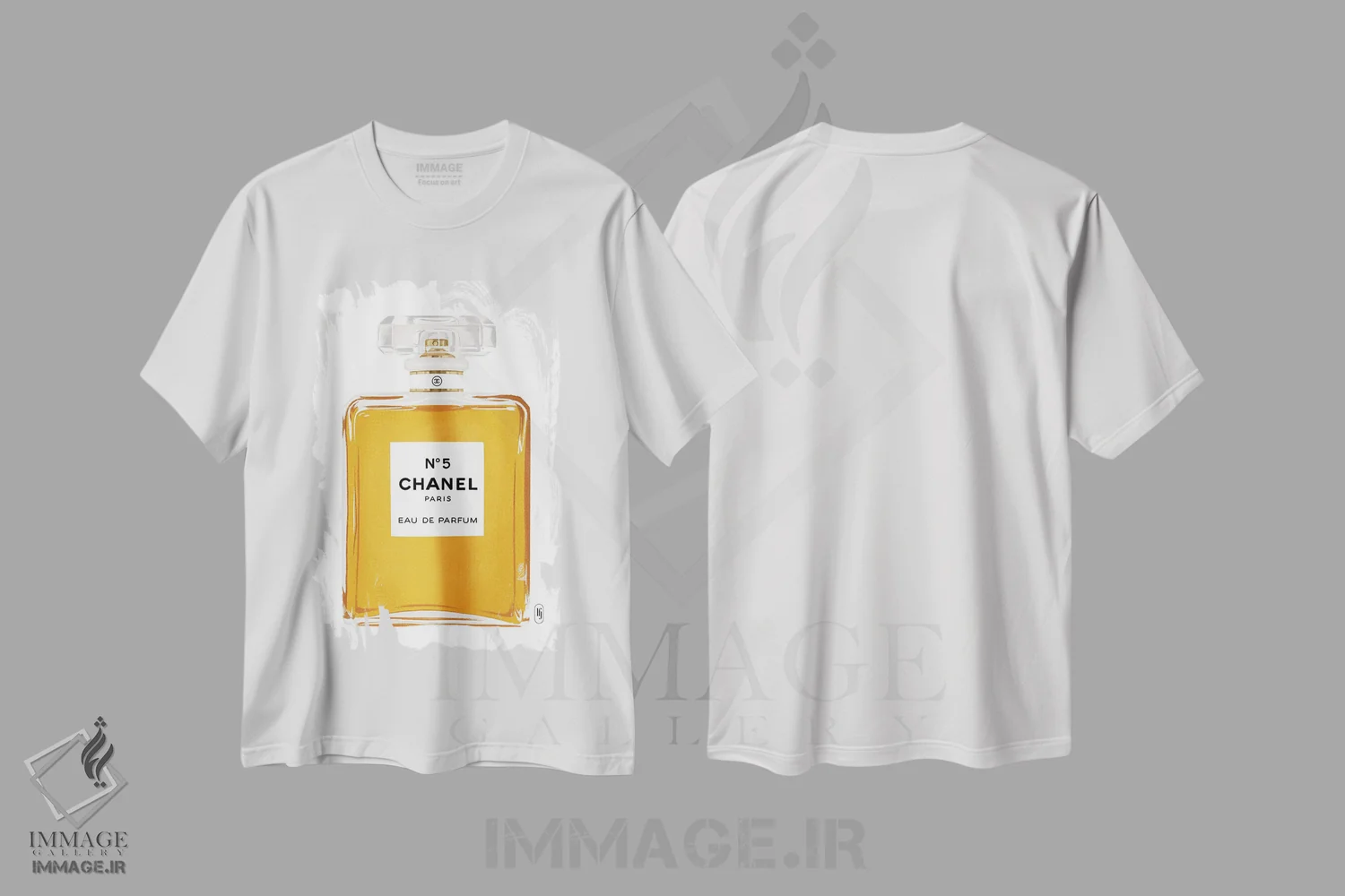تیشرت سفید طرح دار عطر شنل شماره پنج، مدیوم اثر لا فَم ژوژو | immage.ir