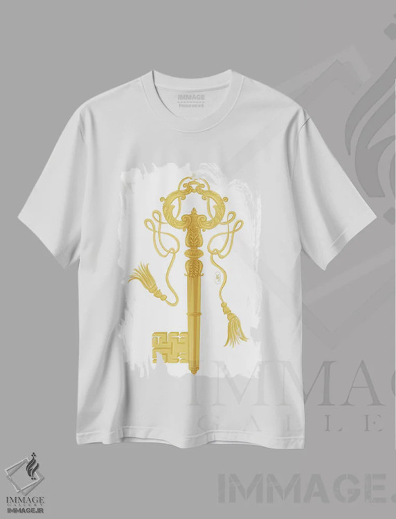تیشرت سفید طرح دار کلید طلایی، مدیوم اثر لا فَم ژوژو | فروشگاه ایماژ
