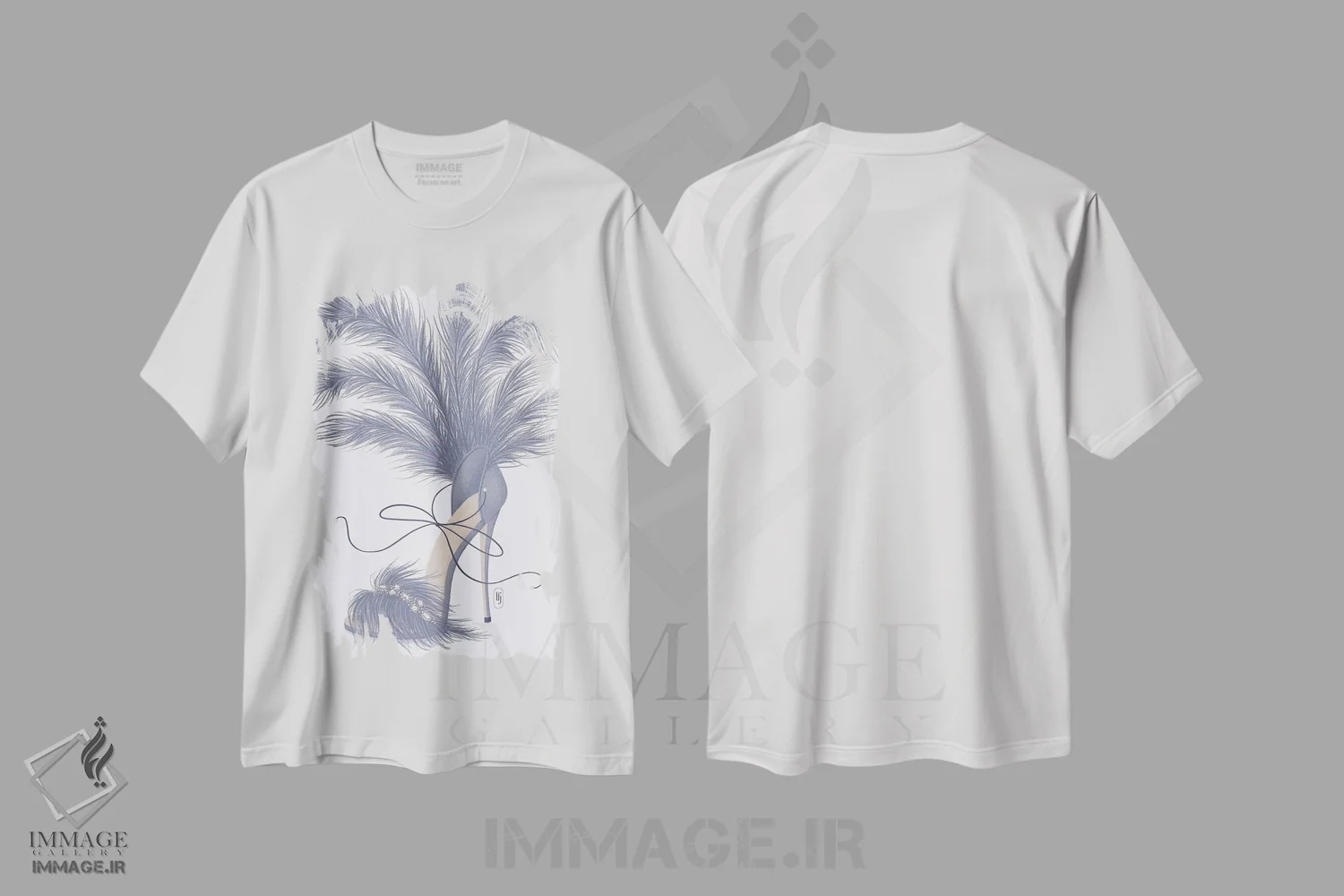 تیشرت سفید طرح دار کفش با پرهای یاسی، مدیوم اثر لا فَم ژوژو | فروشگاه ایماژ