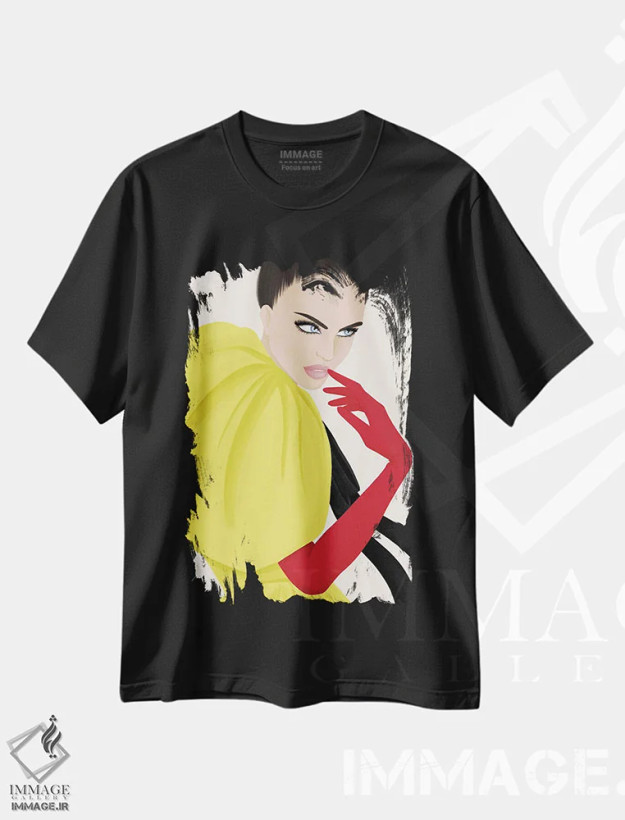 تیشرت مشکی طرح دار دستکش قرمز، مدیوم اثر لا فَم ژوژو | فروشگاه ایماژ