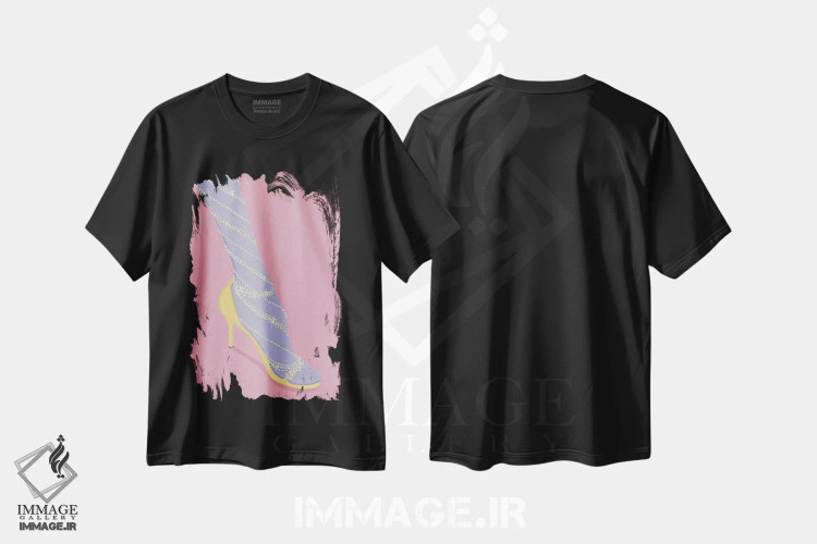 تیشرت مشکی طرح دار کفش های درخشان، مدیوم اثر لا فَم ژوژو | فروشگاه ایماژ