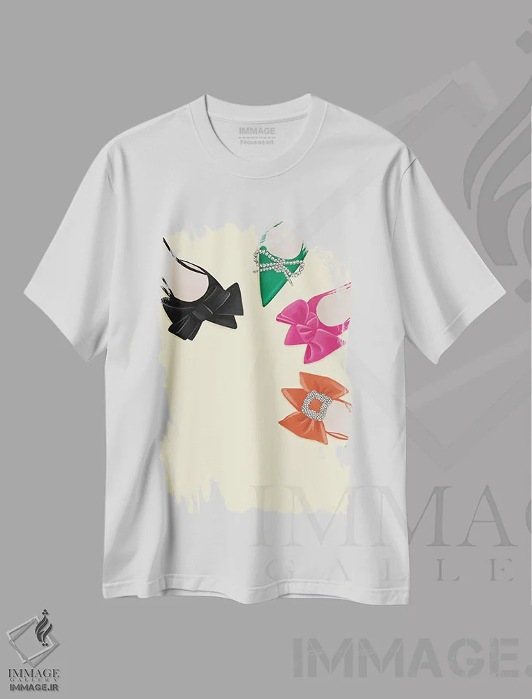 تیشرت سفید طرح دار کفش های پاپیونی، تزئینی اثر لا فَم ژوژو | immage.ir