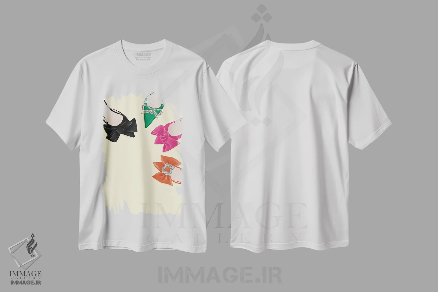 تیشرت سفید طرح دار کفش های پاپیونی، تزئینی اثر لا فَم ژوژو | immage.ir