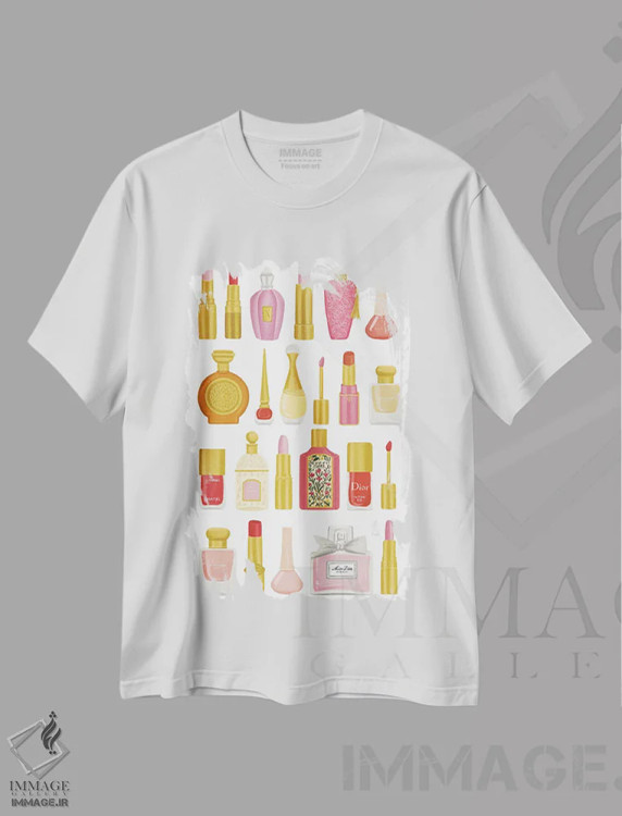 تیشرت سفید طرح دار آرایشی، تزئینی اثر لا فَم ژوژو | فروشگاه ایماژ