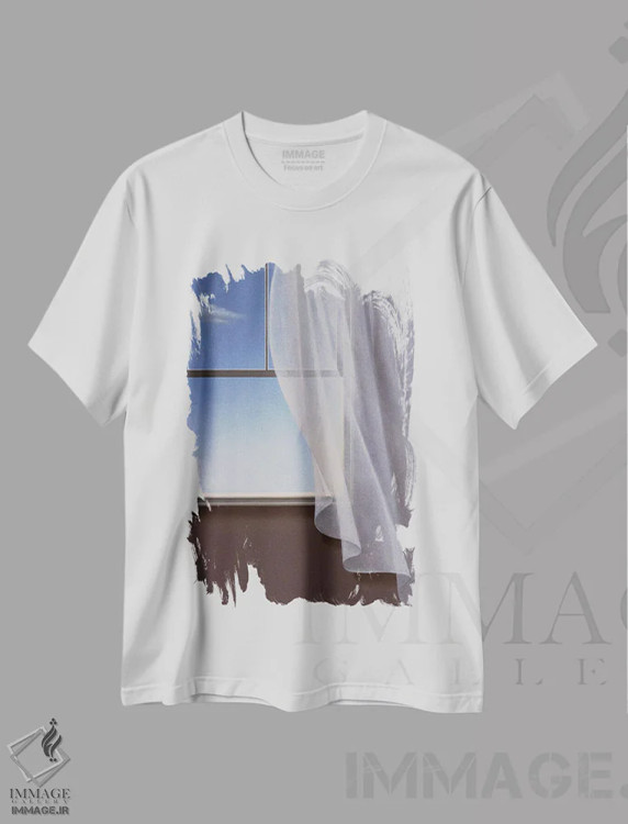 تیشرت سفید طرح دار غیبت بی اجازه، هنر فاخر معاصر اثر لیزا فالکن سترن | فروشگاه ایماژ