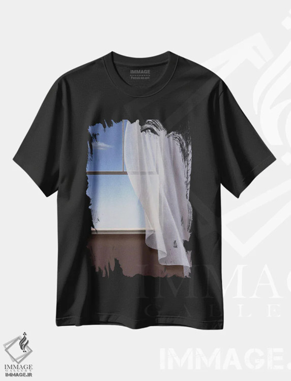 تیشرت مشکی طرح دار غیبت بی اجازه، هنر فاخر معاصر اثر لیزا فالکن سترن | immage.ir
