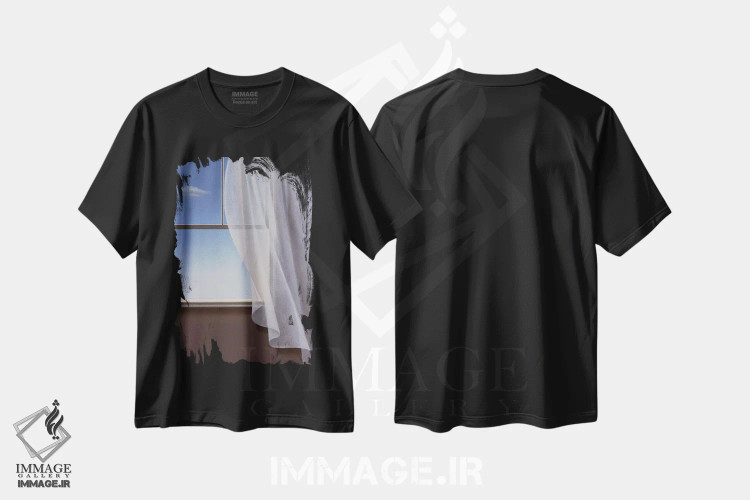 تیشرت مشکی طرح دار غیبت بی اجازه، هنر فاخر معاصر اثر لیزا فالکن سترن | immage.ir