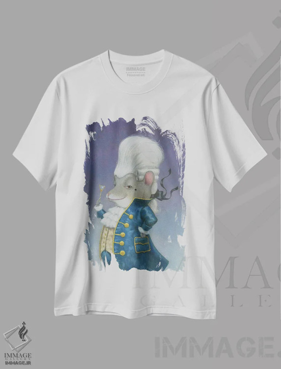 تیشرت سفید طرح دار موش کلاه گیسی، هنر فاخر معاصر اثر لیزا فالکن سترن | immage.ir