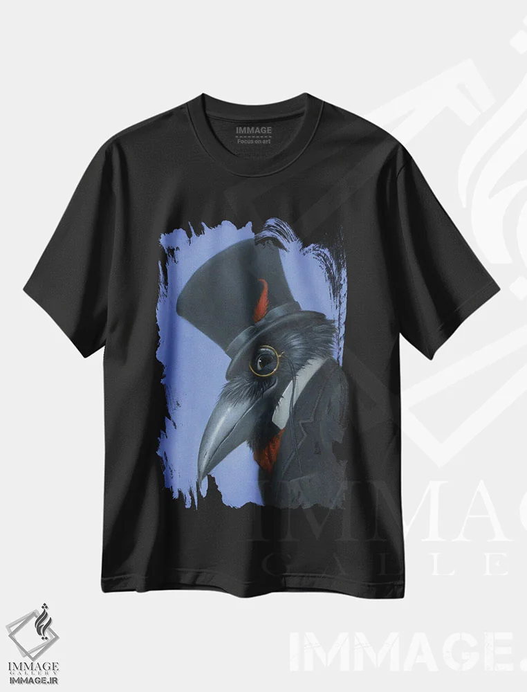 تیشرت مشکی طرح دار کلاغ، هنر فاخر معاصر اثر لیزا فالکن سترن | فروشگاه ایماژ