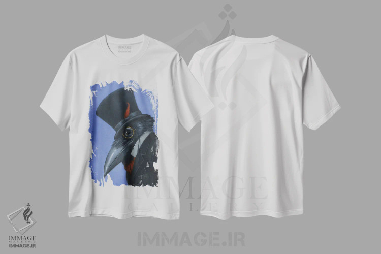 تیشرت سفید طرح دار کلاغ، هنر فاخر معاصر اثر لیزا فالکن سترن | immage.ir
