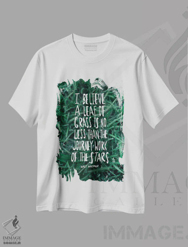 تیشرت سفید طرح دار برگ علف، تزئینی اثر لیا فلورس | فروشگاه ایماژ