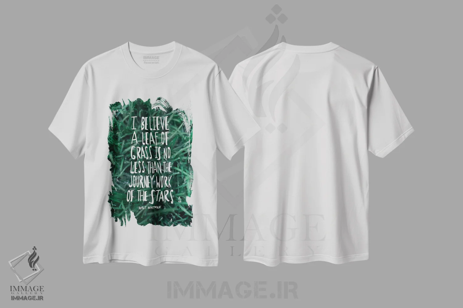 تیشرت سفید طرح دار برگ علف، تزئینی اثر لیا فلورس | فروشگاه ایماژ