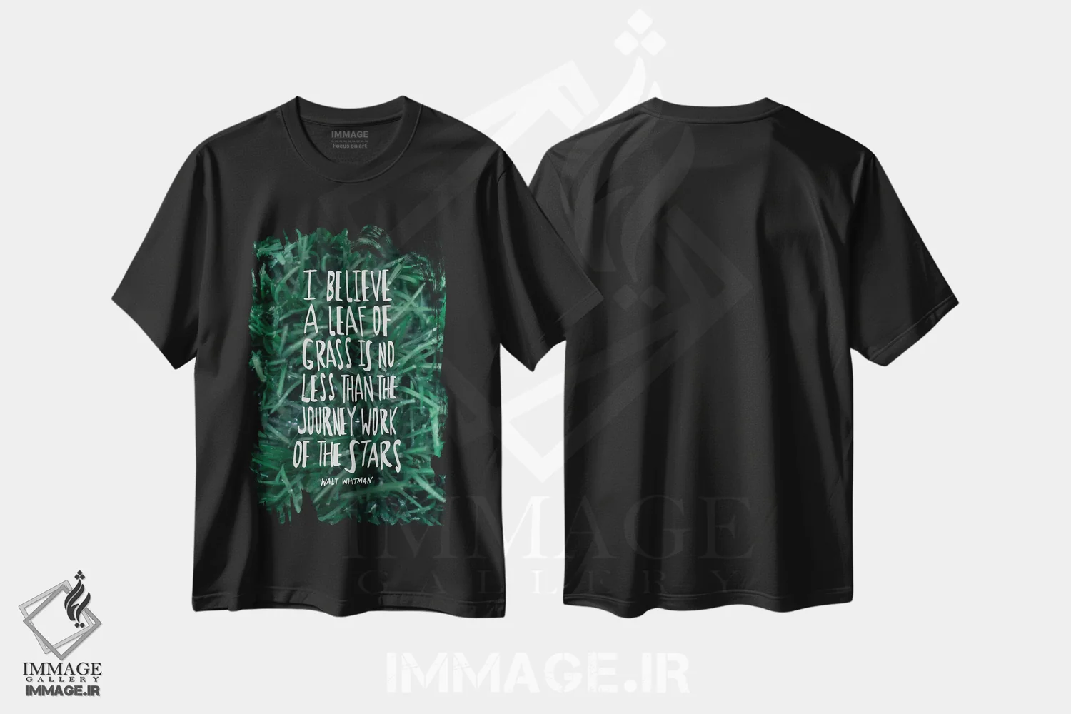 تیشرت مشکی طرح دار برگ علف، تزئینی اثر لیا فلورس | immage.ir