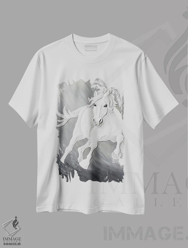 تیشرت سفید طرح دار شادی زندگی، مدیوم اثر آلا گرانده | immage.ir