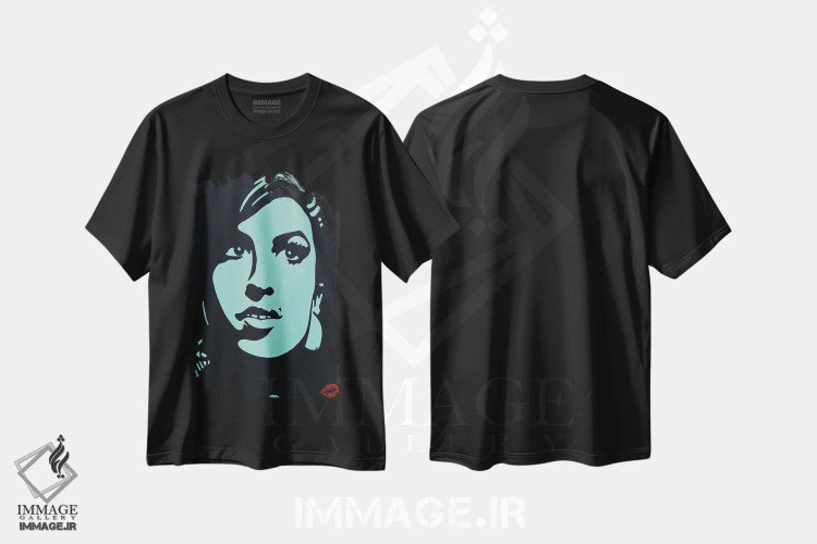 تیشرت مشکی طرح دار اِمی واینهاوس، مدیوم اثر آلا گرانده | immage.ir