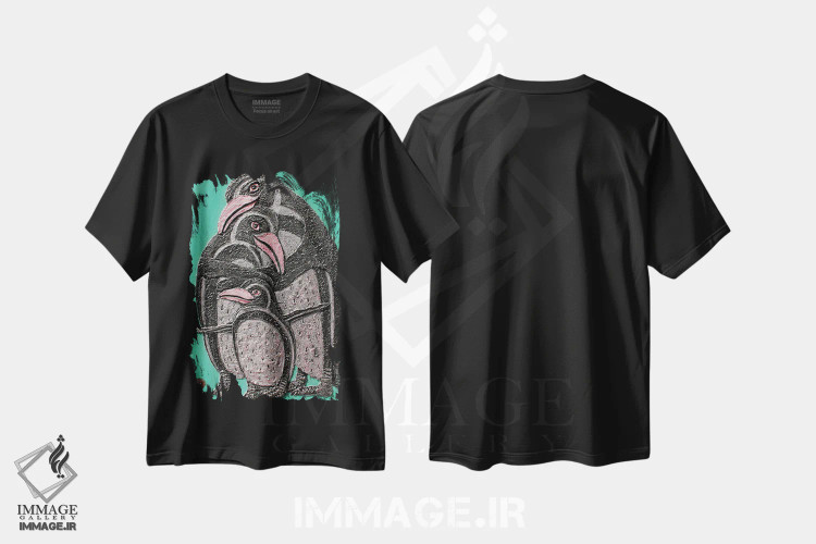 تیشرت مشکی طرح دار عشق پنگوئنی، مدیوم اثر آلا گرانده | immage.ir