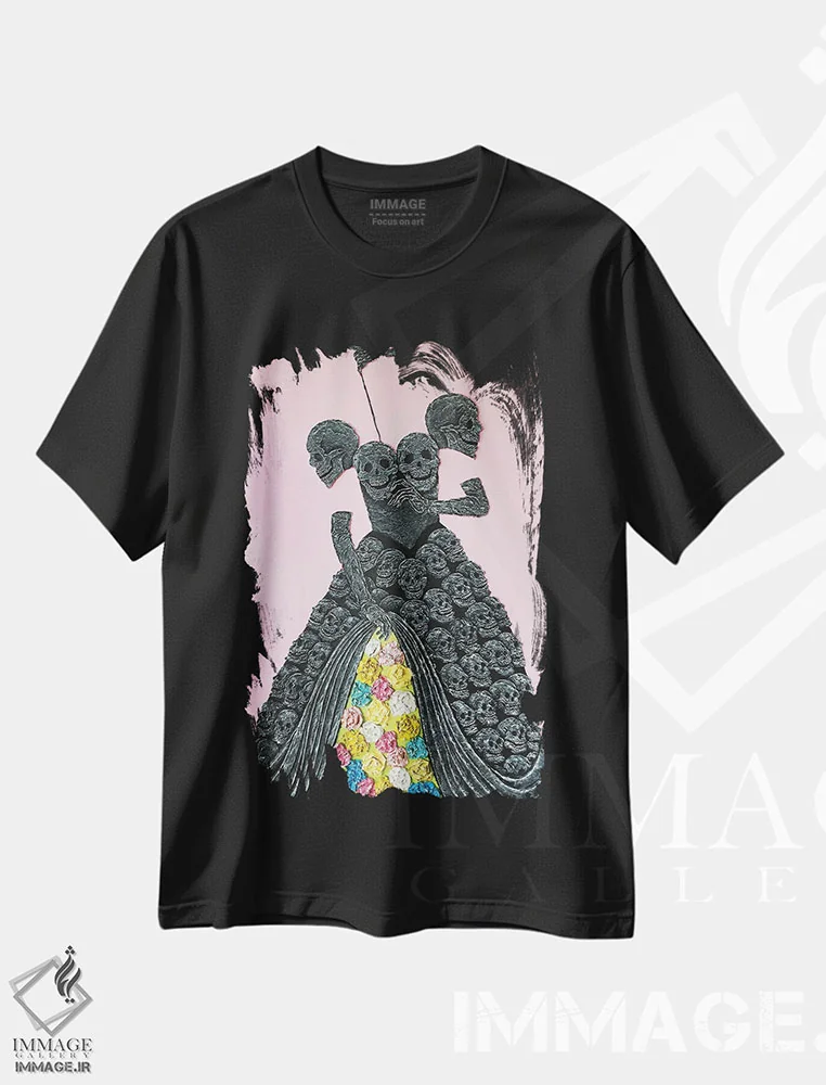 تیشرت مشکی طرح دار قدرت زندگی، دکوراسیون جایگزین اثر آلا گرانده | فروشگاه ایماژ