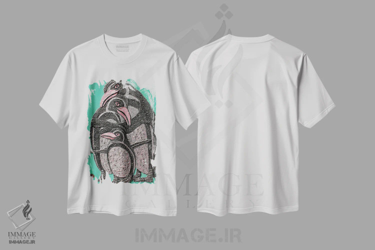 تیشرت سفید طرح دار عشق پنگوئنی، مدیوم اثر آلا گرانده | فروشگاه ایماژ