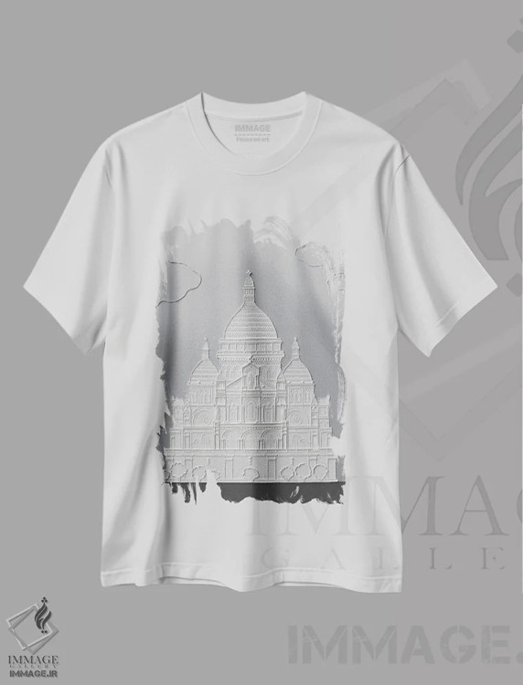 تیشرت سفید طرح دار سکره کر دو مونمارتر، تزئینی اثر آلا گرانده | فروشگاه ایماژ