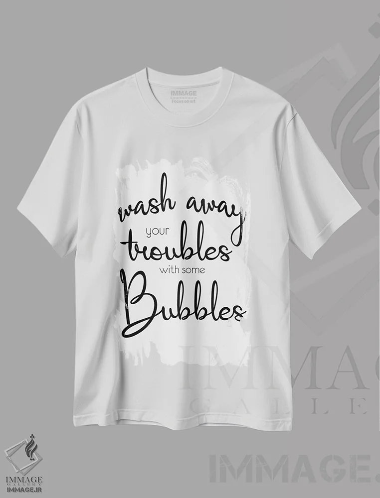 تیشرت سفید طرح دار بشوی و پاک کن، هنر دیجیتال سیاه و سفید اثر لورِن گیبونز | immage.ir