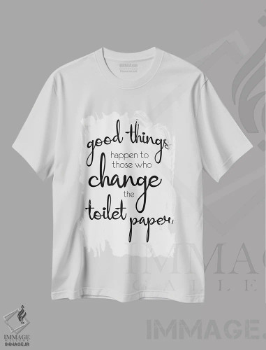 تیشرت سفید طرح دار چیزهای خوب، هنر دیجیتال سیاه و سفید اثر لورِن گیبونز | فروشگاه ایماژ