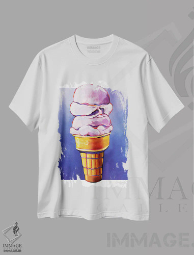 تیشرت سفید طرح دار آسمان های بستنی ای، دکور معاصر اثر لورِل گرینفیلد | فروشگاه ایماژ