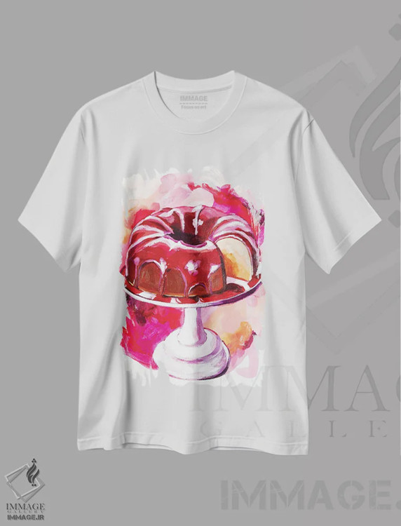 تیشرت سفید طرح دار کیک باندت صورتی، مدیوم اثر لورِل گرینفیلد | فروشگاه ایماژ