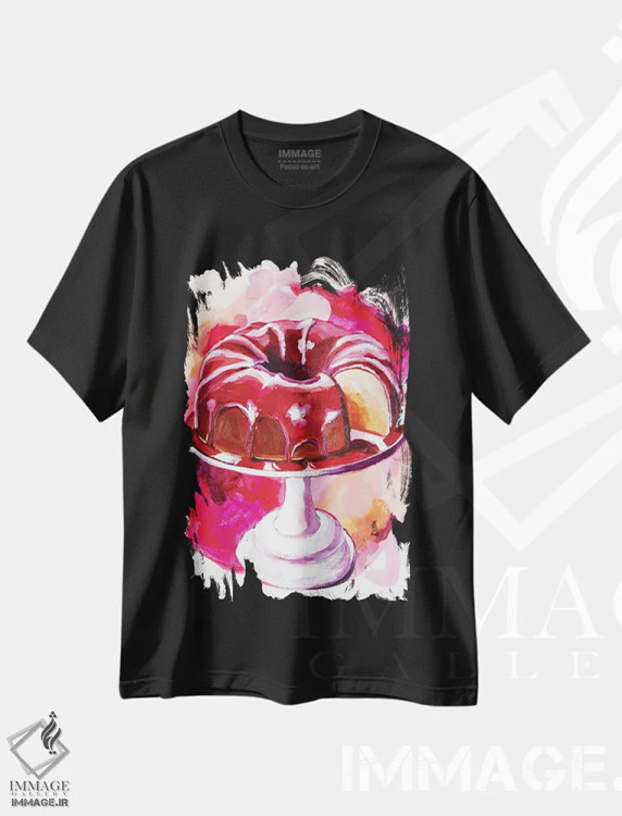 تیشرت مشکی طرح دار کیک باندت صورتی، مدیوم اثر لورِل گرینفیلد | immage.ir