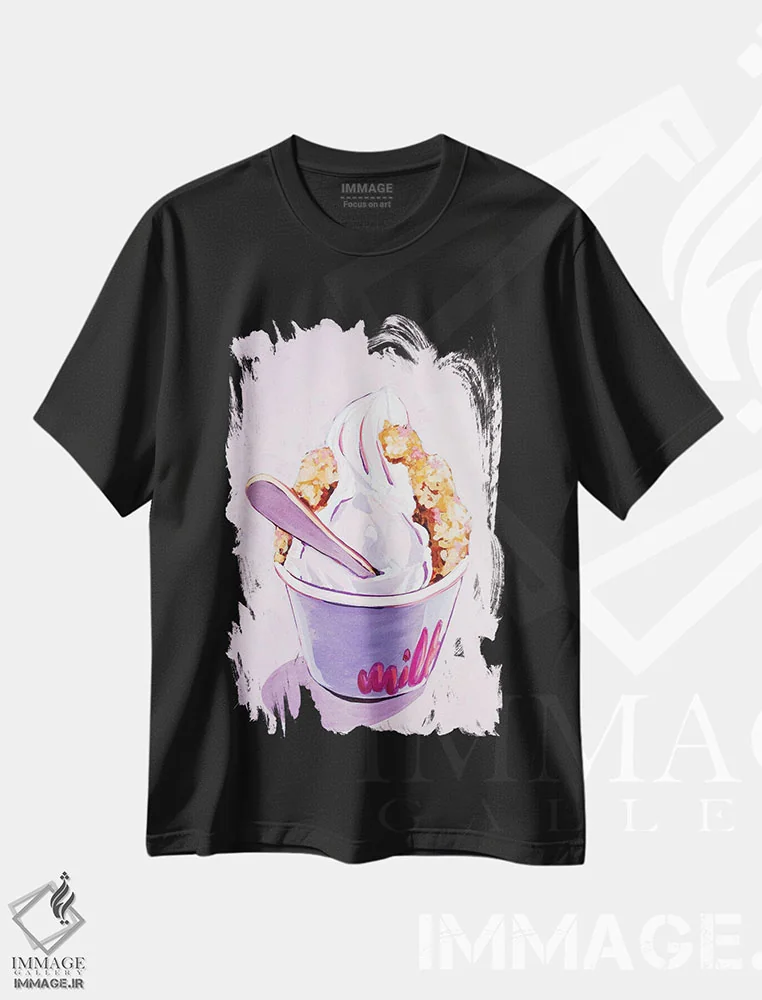 تیشرت مشکی طرح دار بستنی شیر سریال بار، تزئینی اثر لورِل گرینفیلد | فروشگاه ایماژ