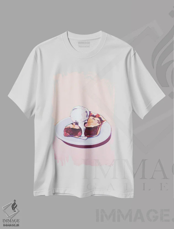 تیشرت سفید طرح دار پای گیلاس با بستنی، مدیوم اثر لورِل گرینفیلد | فروشگاه ایماژ