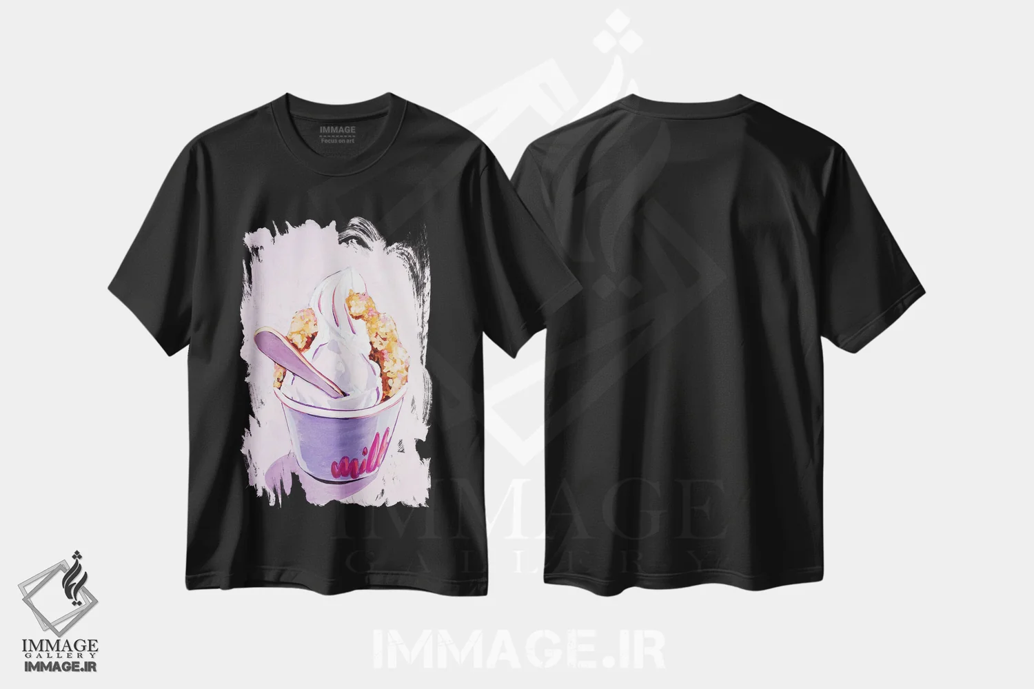 تیشرت مشکی طرح دار بستنی شیر سریال بار، تزئینی اثر لورِل گرینفیلد | فروشگاه ایماژ