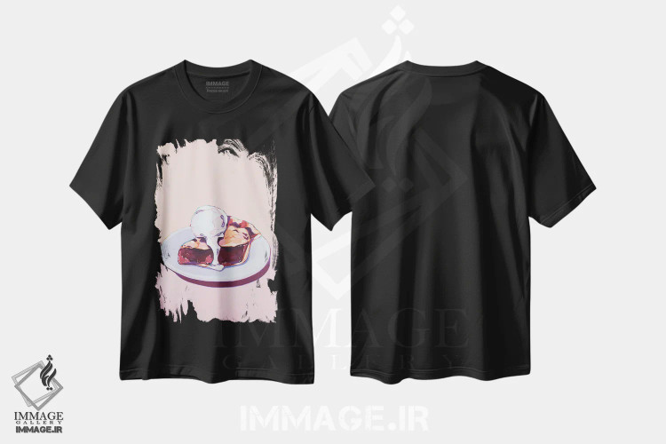 تیشرت مشکی طرح دار پای گیلاس با بستنی، مدیوم اثر لورِل گرینفیلد | immage.ir