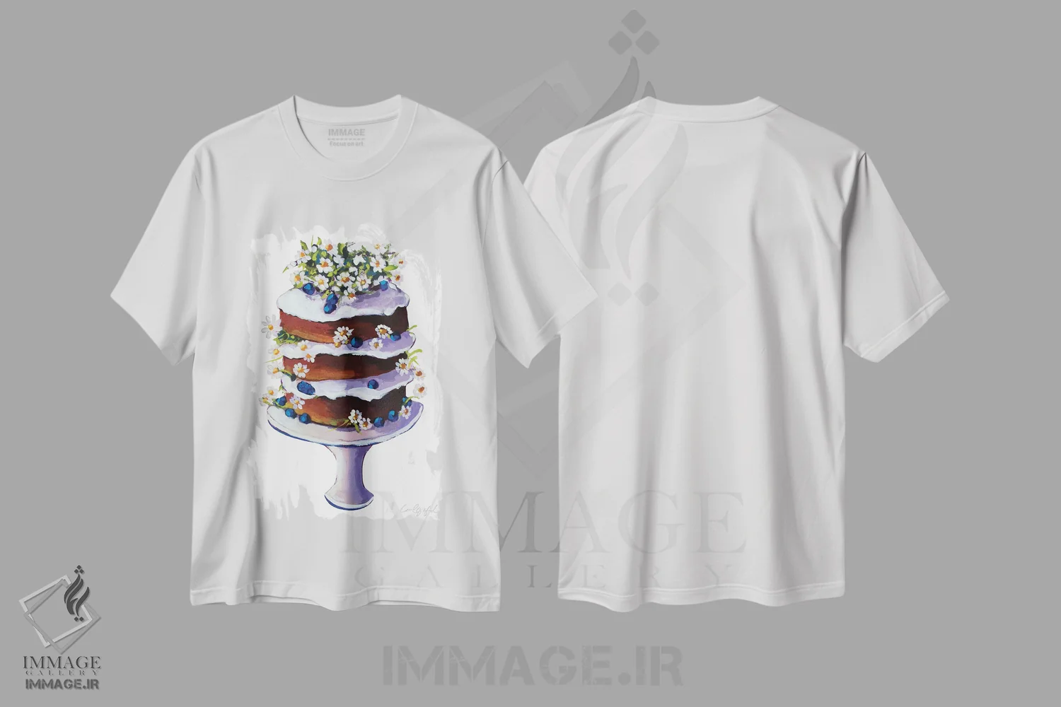 تیشرت سفید طرح دار کیک گل مروارید، مدیوم اثر لورِل گرینفیلد | immage.ir