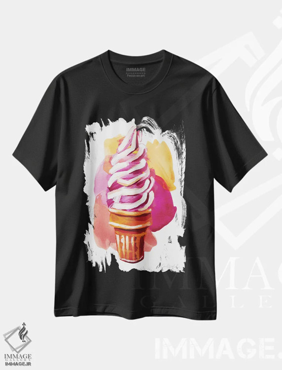 تیشرت مشکی طرح دار بستنی در ماه مه II، مدیوم اثر لورِل گرینفیلد | فروشگاه ایماژ