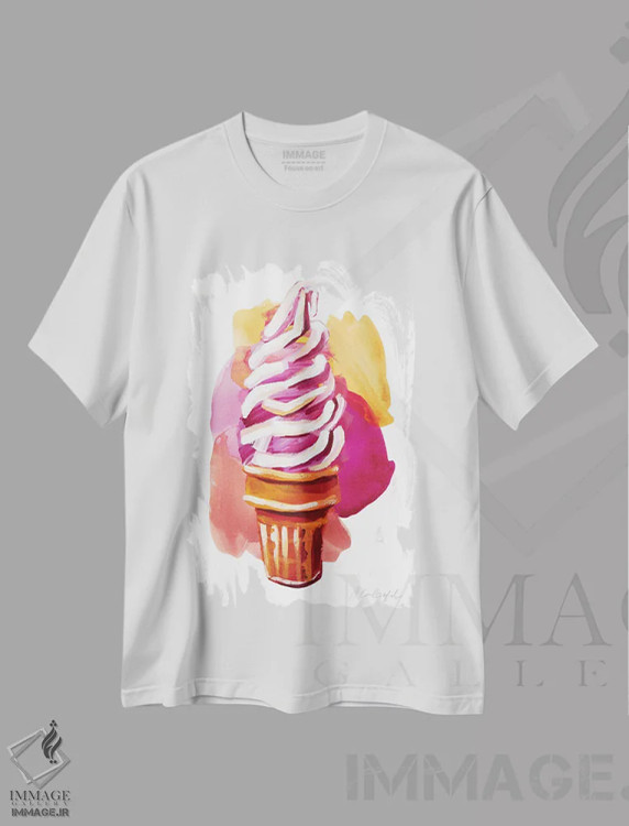 تیشرت سفید طرح دار بستنی در ماه مه II، مدیوم اثر لورِل گرینفیلد | immage.ir