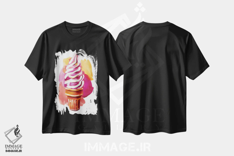 تیشرت مشکی طرح دار بستنی در ماه مه II، مدیوم اثر لورِل گرینفیلد | فروشگاه ایماژ