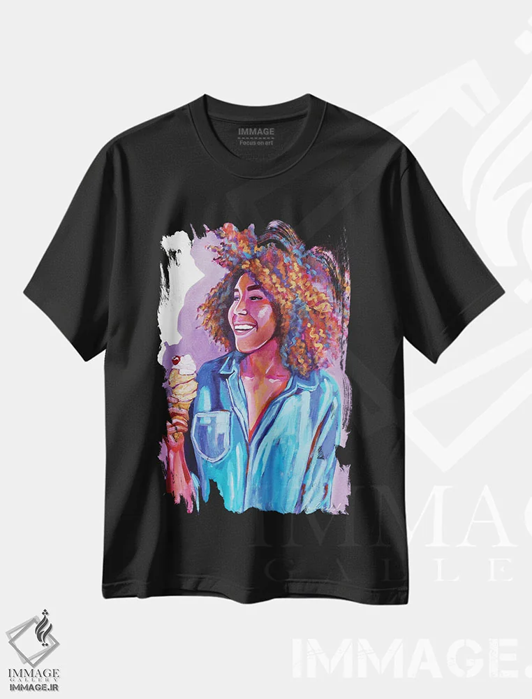 تیشرت مشکی طرح دار بستنی برای جرل، مدیوم اثر لورِل گرینفیلد | فروشگاه ایماژ