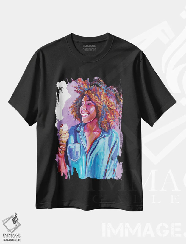 تیشرت مشکی طرح دار بستنی برای جرل، مدیوم اثر لورِل گرینفیلد | فروشگاه ایماژ