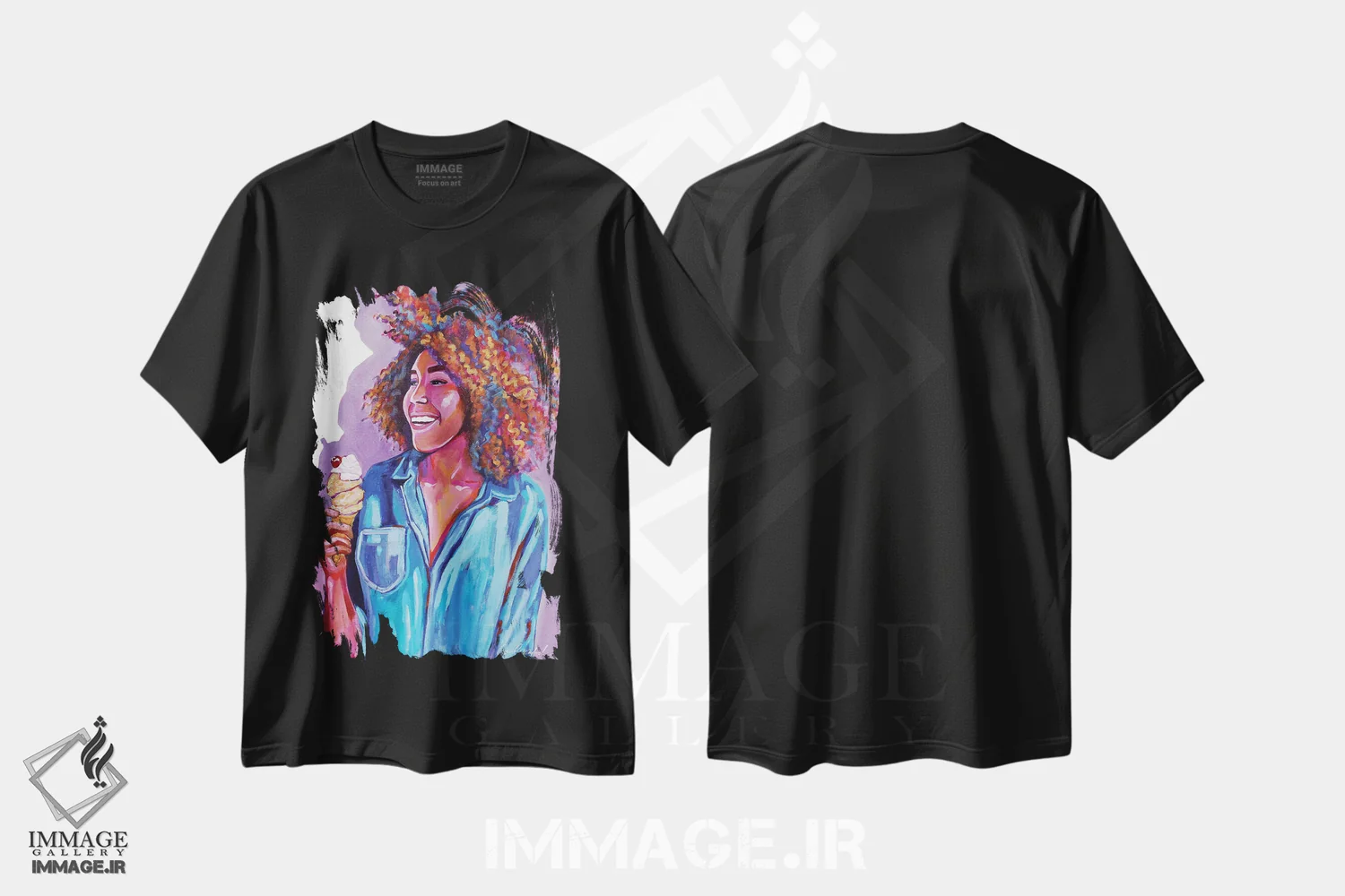 تیشرت مشکی طرح دار بستنی برای جرل، مدیوم اثر لورِل گرینفیلد | فروشگاه ایماژ