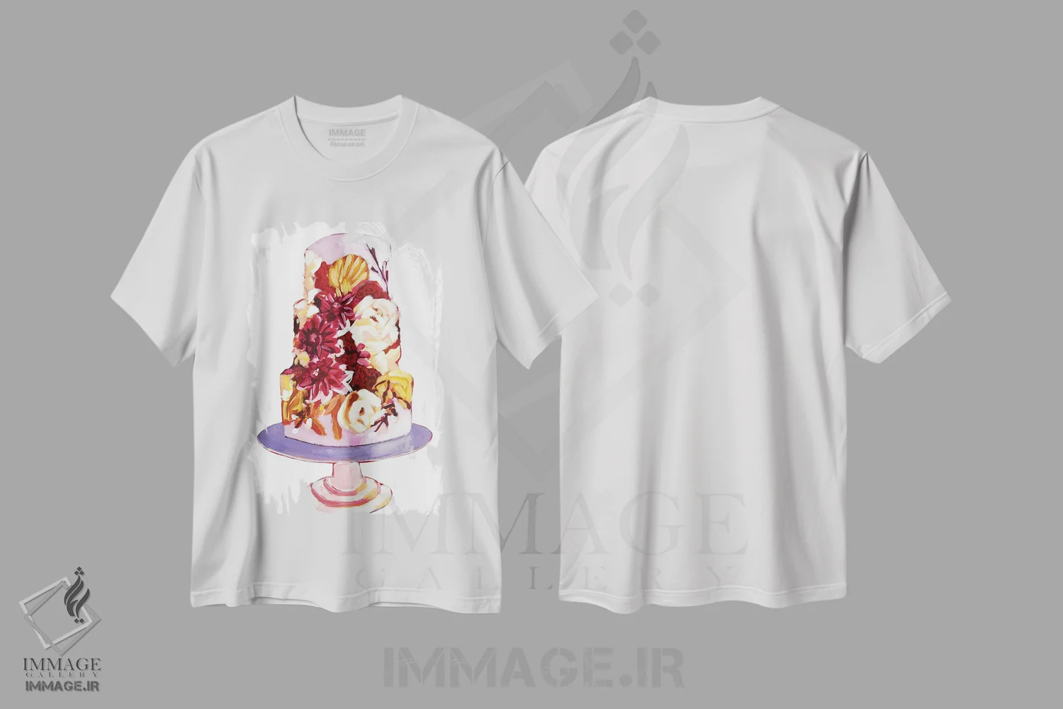 تیشرت سفید طرح دار کیک با گل های خامه ای، مدیوم اثر لورِل گرینفیلد | immage.ir