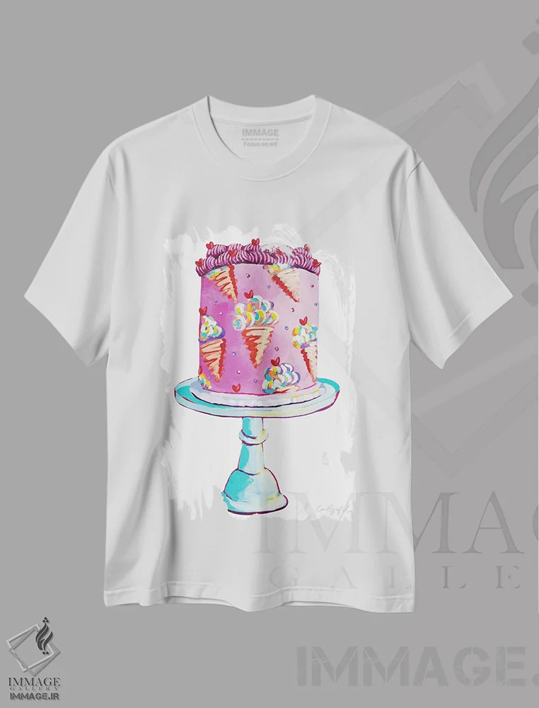 تیشرت سفید طرح دار کیک بستنی، مدیوم اثر لورِل گرینفیلد | immage.ir